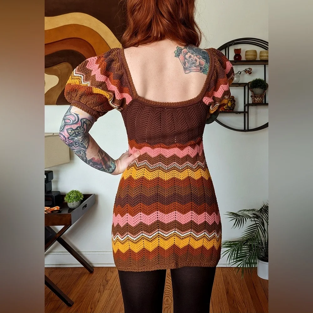 NWT SPELL THE ZIGGY CROCHET MINI DRESS |Size Medium - Picture 7 of 9